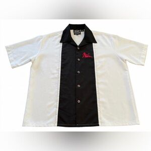 Hard Chrome Gear Dragonfly Martini Devil Girl Two Tone Button Up Shirt Large Y2K